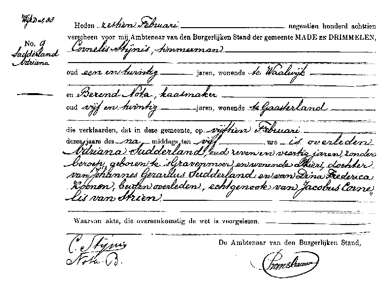 19180216 ovl akte 9 Adriana Hendrika Sudderland ev Jacobus C v Strien